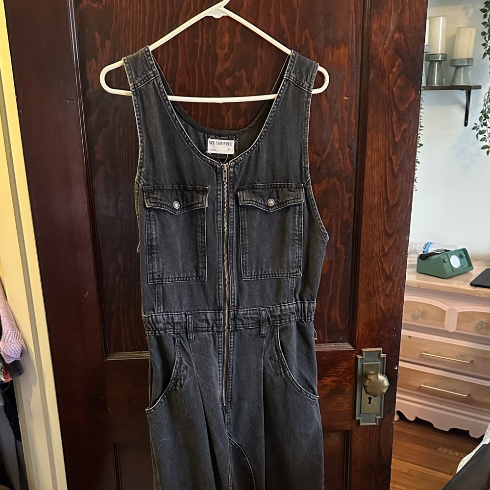 We The Free Black Denim Jumpsuit